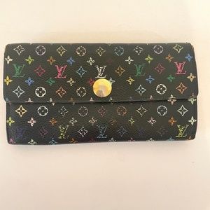 Louis Vuitton Monogram Multicolor Black Murakami Sarah Wallet